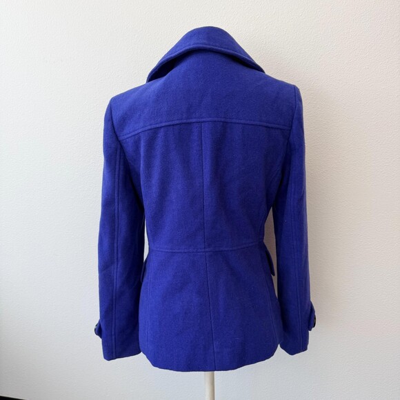 Charter Club Blue Pea Coat Womens Purple Warm Wool Blend Double Breasted Size 4 - Picture 6 of 13